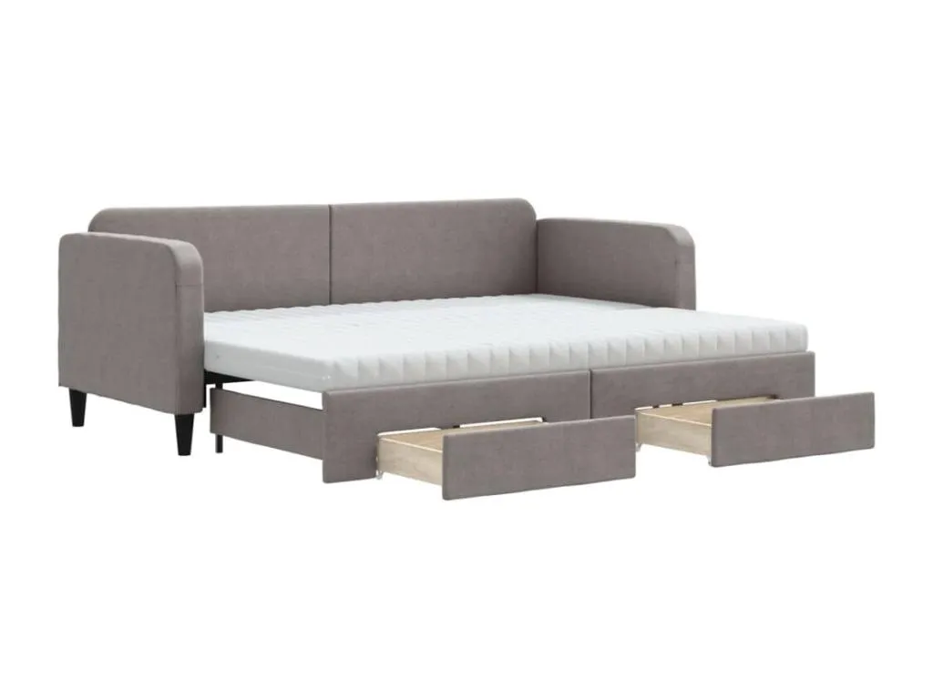 Sofá cama Jmmhogar con cajones tela gris taupe 80x200 cm