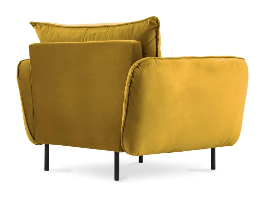 Sillón Quietena de terciopelo amarillo - 97x94x95cm