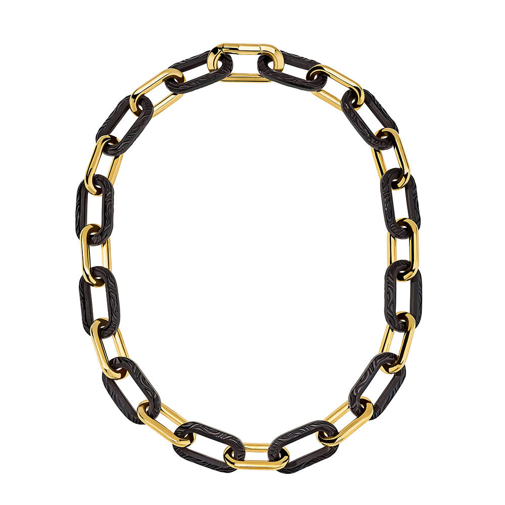 COLLIER EMPREINTE ANIMALE 12 CRISTAUX - CRISTAL NOIR, PLAQUÉ OR JAUNE