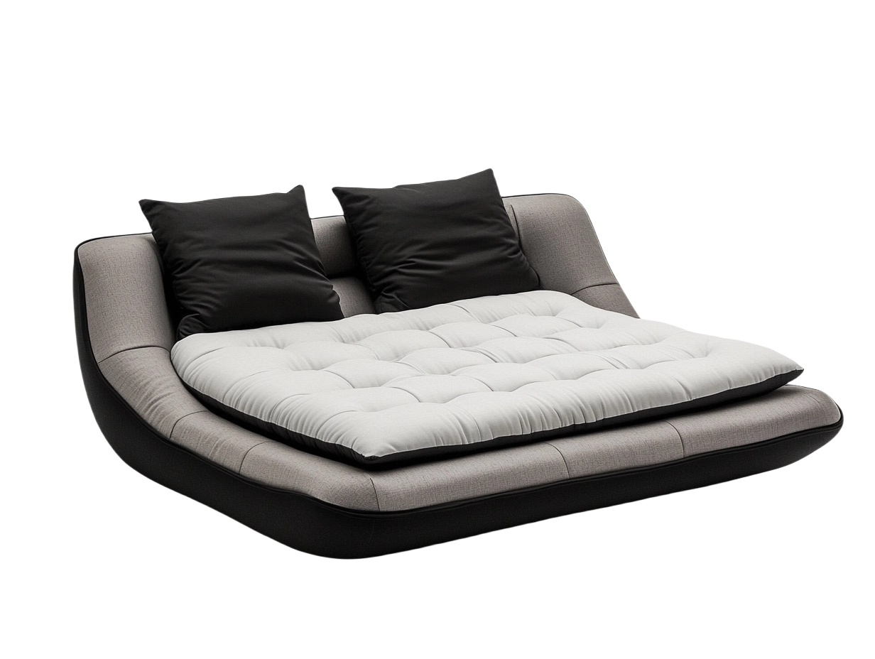 Sofá moderno con cojines ajustables y base de diseño ergonómico