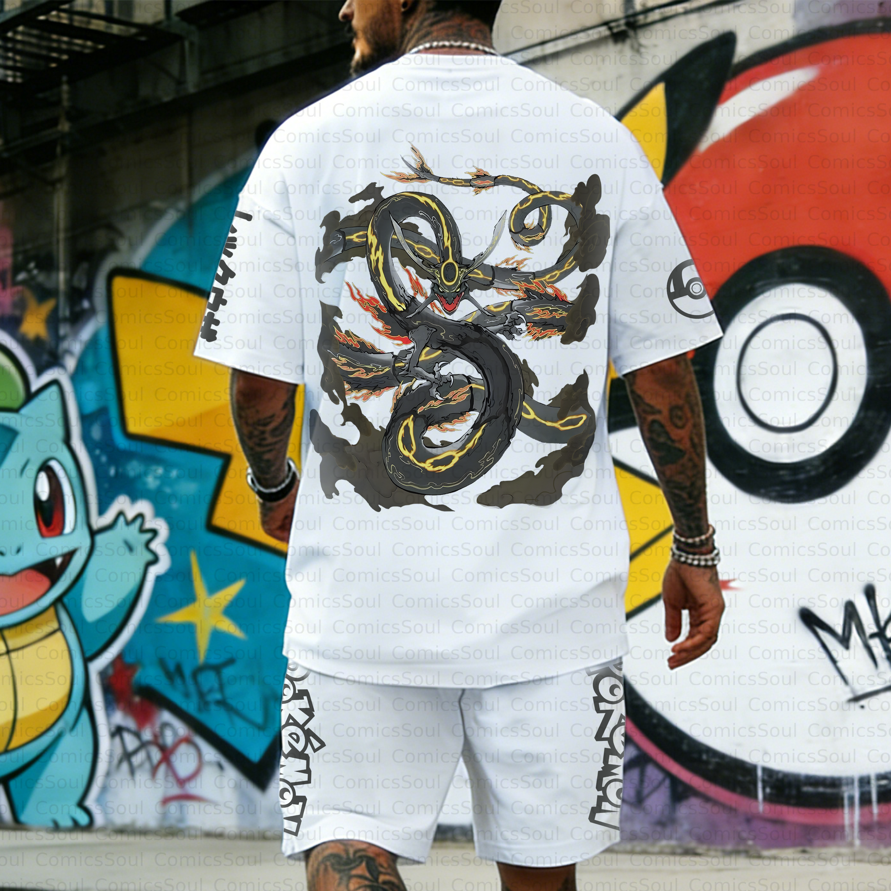 Unisex Anime Inspired Vintage T-shirt& Shorts 2 Pieces Set