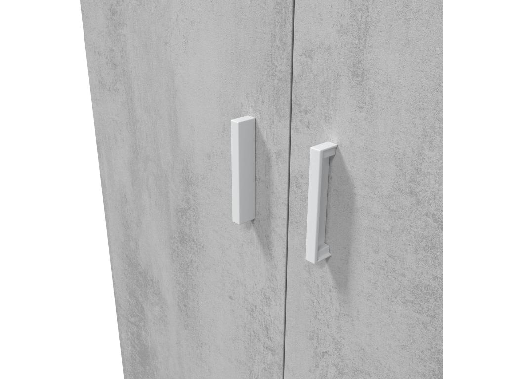 Armario Mueble de Almacenamiento en aglomerado de melamina Color Blanco Mate y Gris Cemento - Altura 182 x Longitud 80 cm x Profundidad 37 cm