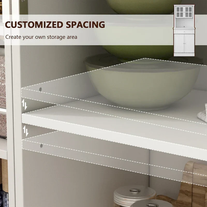 Spacious Kitchen Cabinet with Microwave Space - 30W x 69.3H