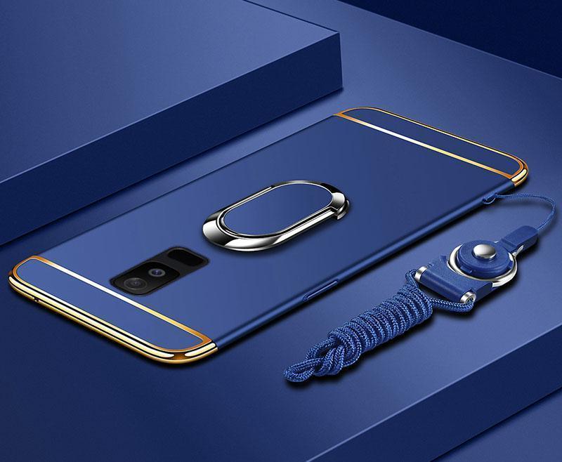Luxury Ultra-thin 3-in-1 Plating Magnetic Ring Holder Samsung Case With FREE Strap
