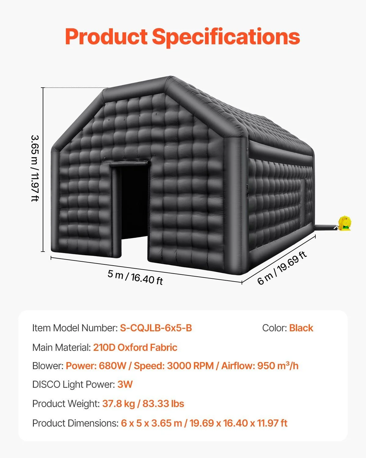 Inflatable Nightclub Tent - 12FT Tall Blow Up Party Shelter with Lights, Perfect for Festivals & Events - Image 3