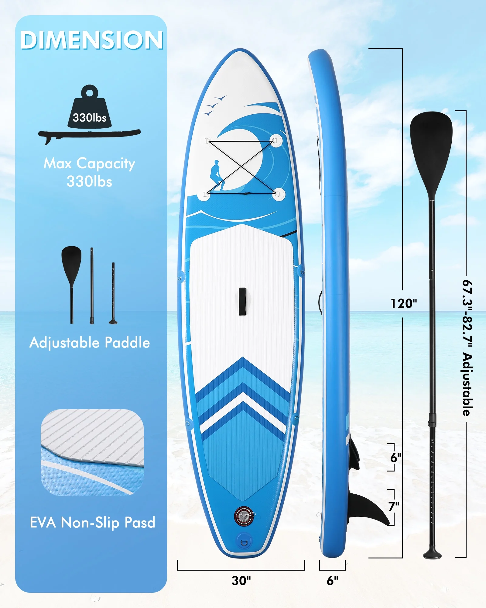 Naipo Inflatable Paddle Board 10FT Stand up Paddle Board 10' SUP 6 in.Thick Board Carry Bag & Fast Pumping Green - Image 16