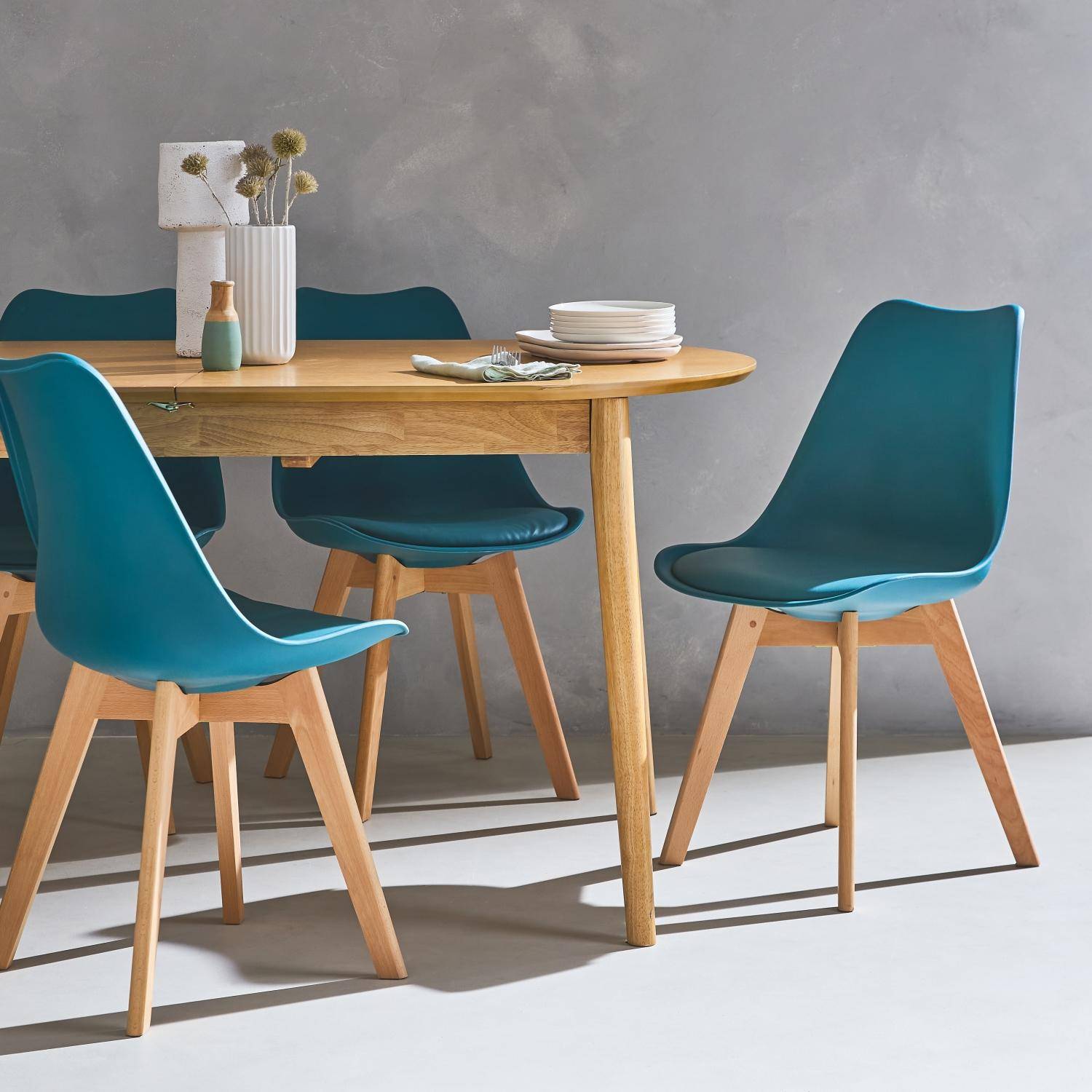 Nils - Silla escandinava con patas de madera de haya, set de 4