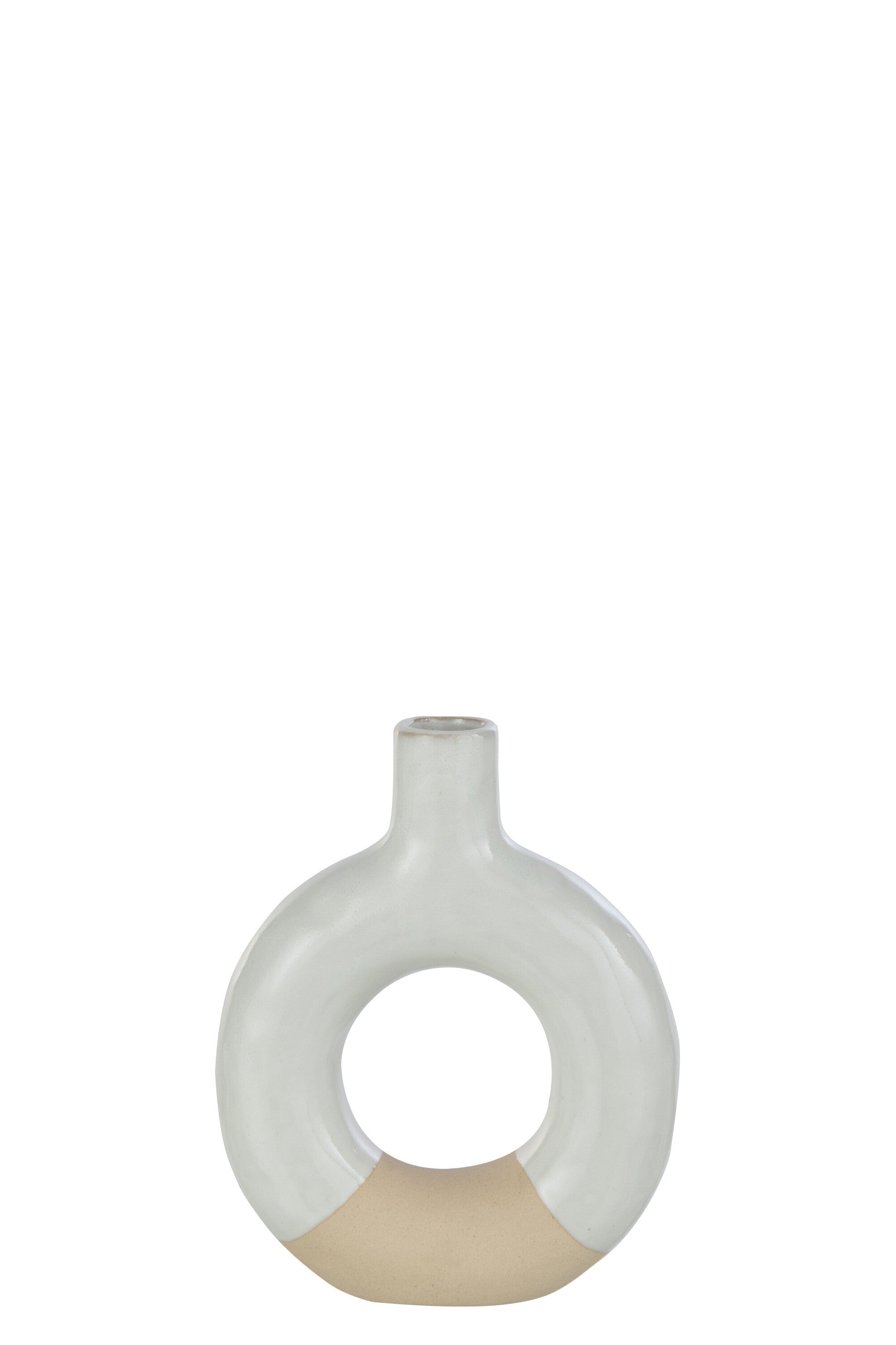 J-Line vaas Cirkel - porselein - wit beige - small - 2 stuks - 17.5 cm