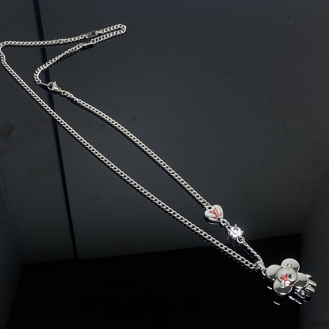 Louis Vuitton Silver Vivienne Pendant Necklace - Original Replica Club
