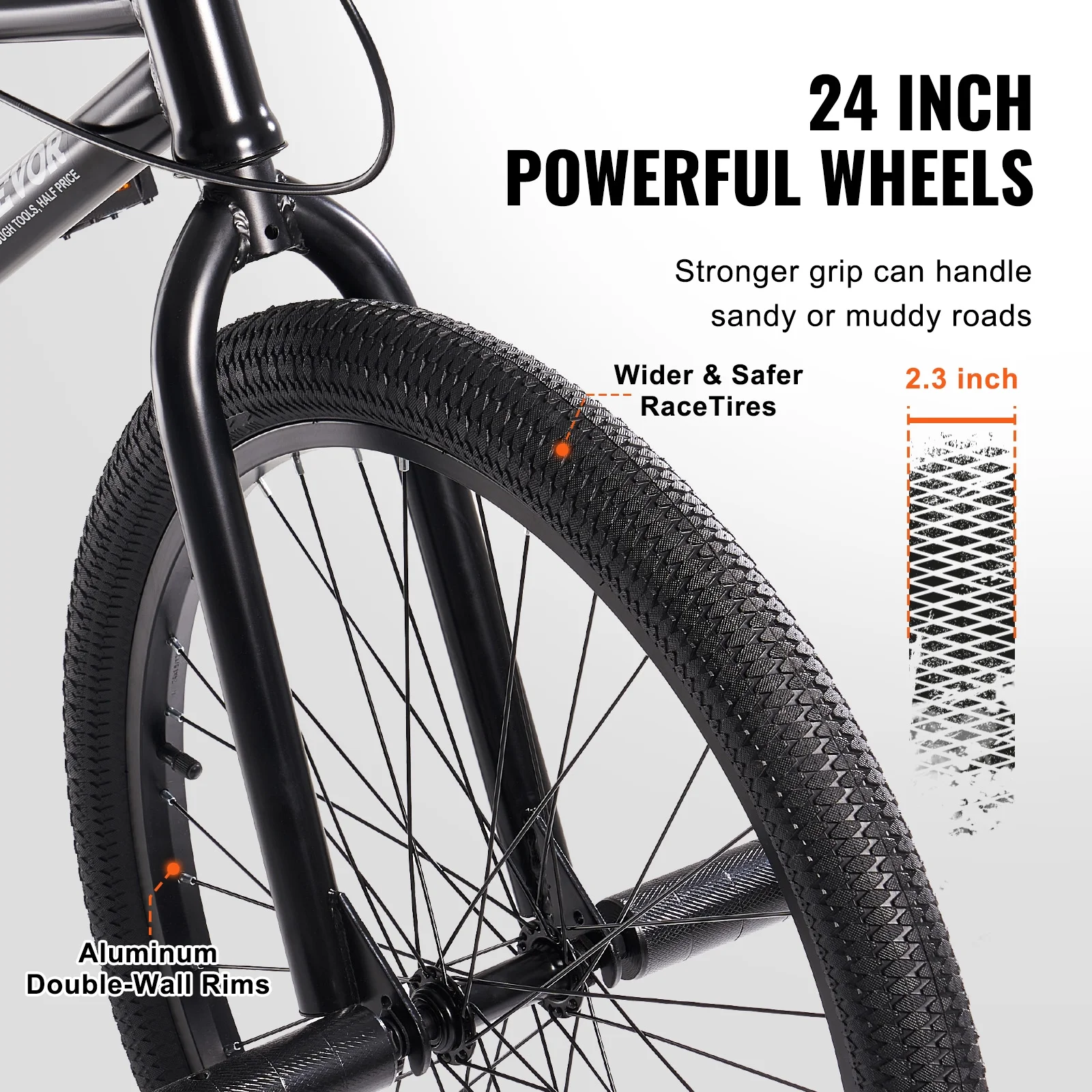 VEVOR BMX Bike, 24-Inch Wheel Freestyle Bike, BMX Race Bike with 4 Pegs, Beginner-Level BMX to Advanced Riders, BMX Bicycles for Teen Adult Men Women, Durable Hi-Ten Steel Frame, Easy to Assemble - Image 7