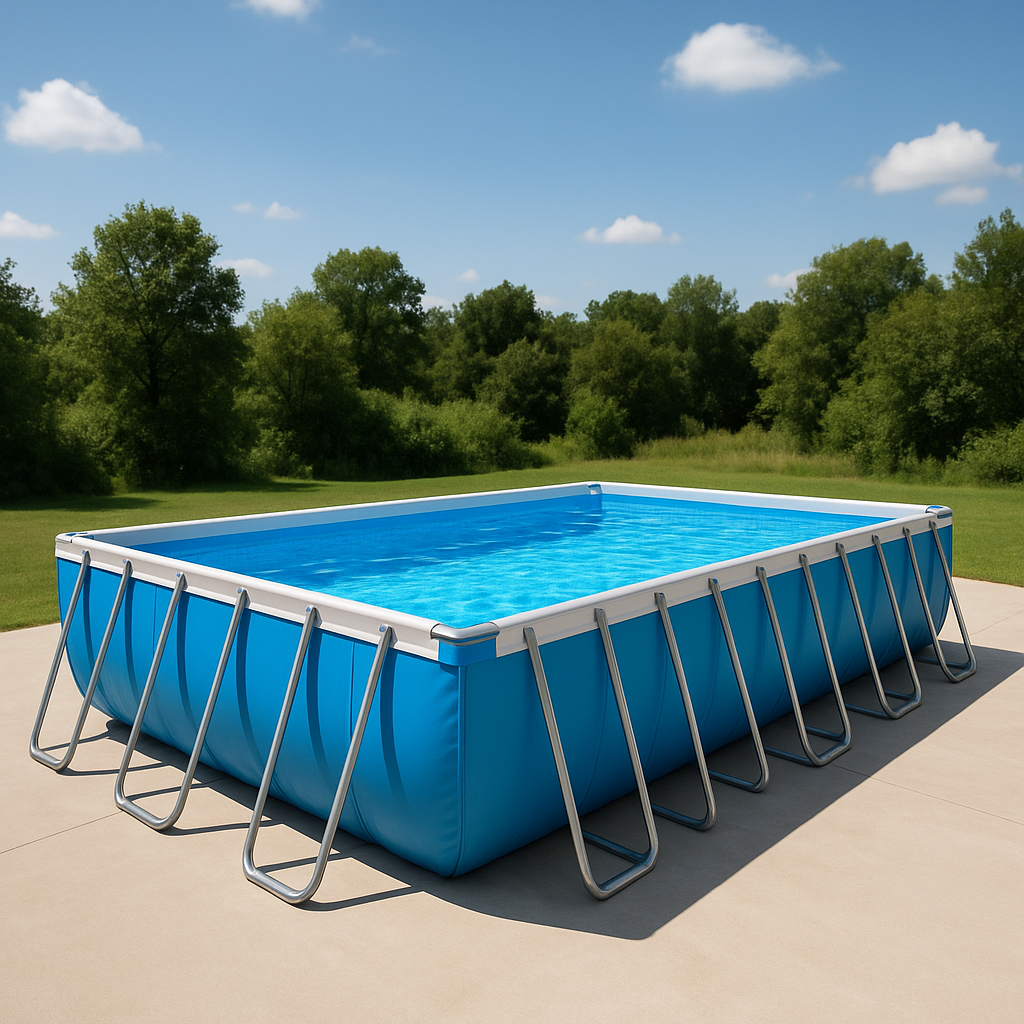 piscina tubular rectangular, piscina desmontable rectangular azul celeste, azul celeste, metal y PVC, jardín y exteriores, 732x366x132 cm