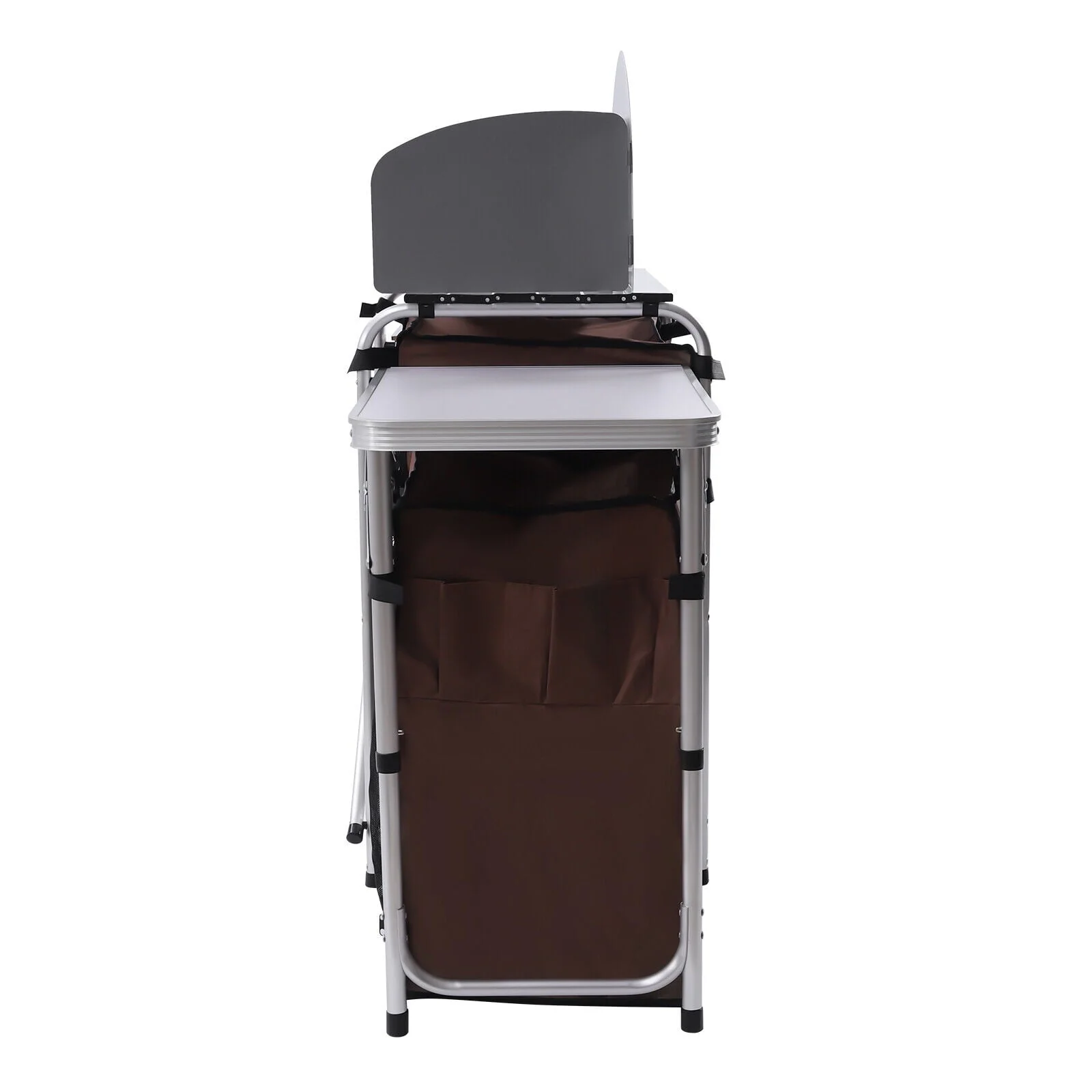 Camping Table with Storage Organizer and Windscreen Portable Outdoor Cooking Table Foldable Camp Table Camping Kitchen Station with 2 Side Tables for BBQ Grill Picnics - Image 7