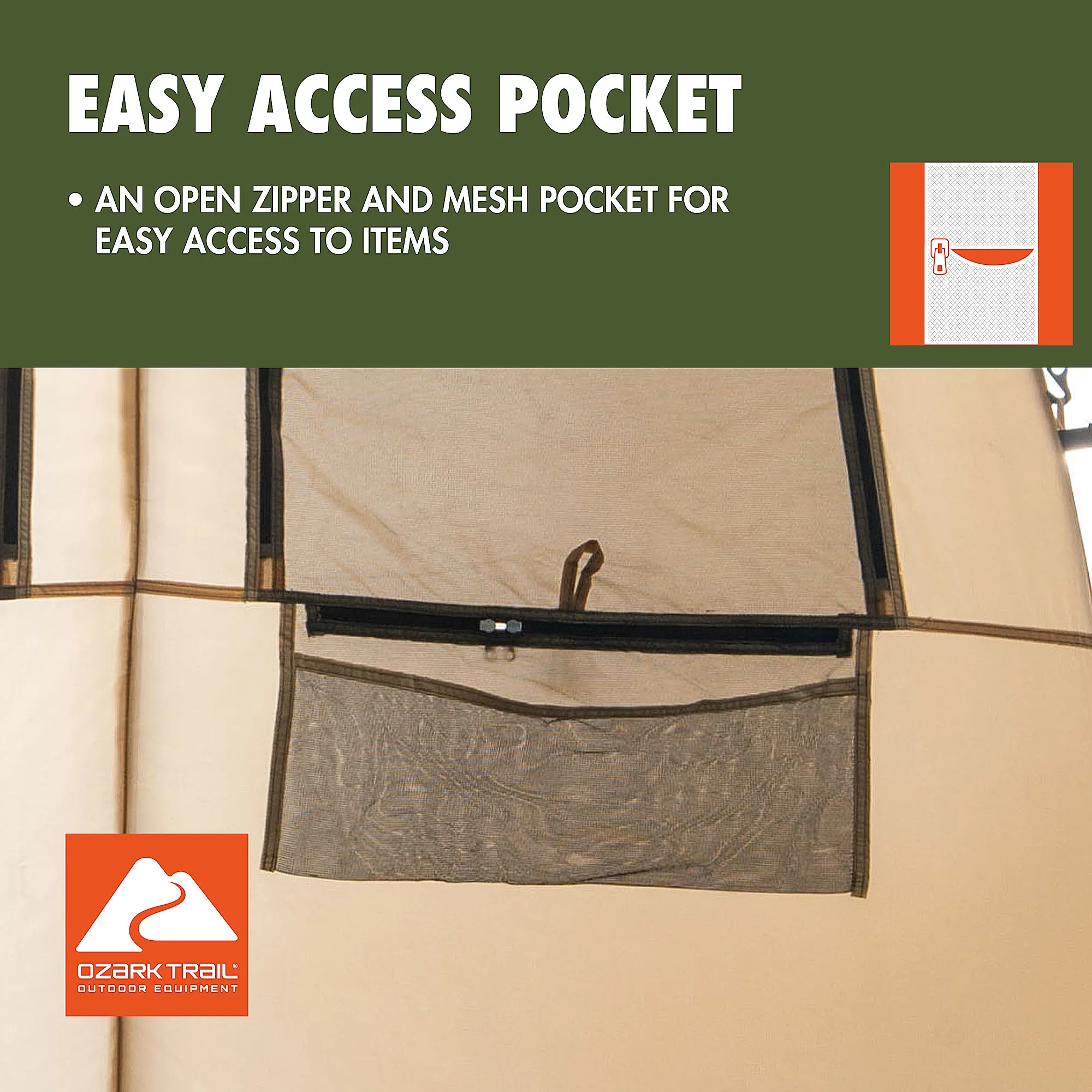 Ozark Trail 2-Room Shower & Utility Tent Combo Includes 5-Gallon Water Container, Easy Setup, Maximum Occupancy Is 2. Khaki Colour. - Image 9