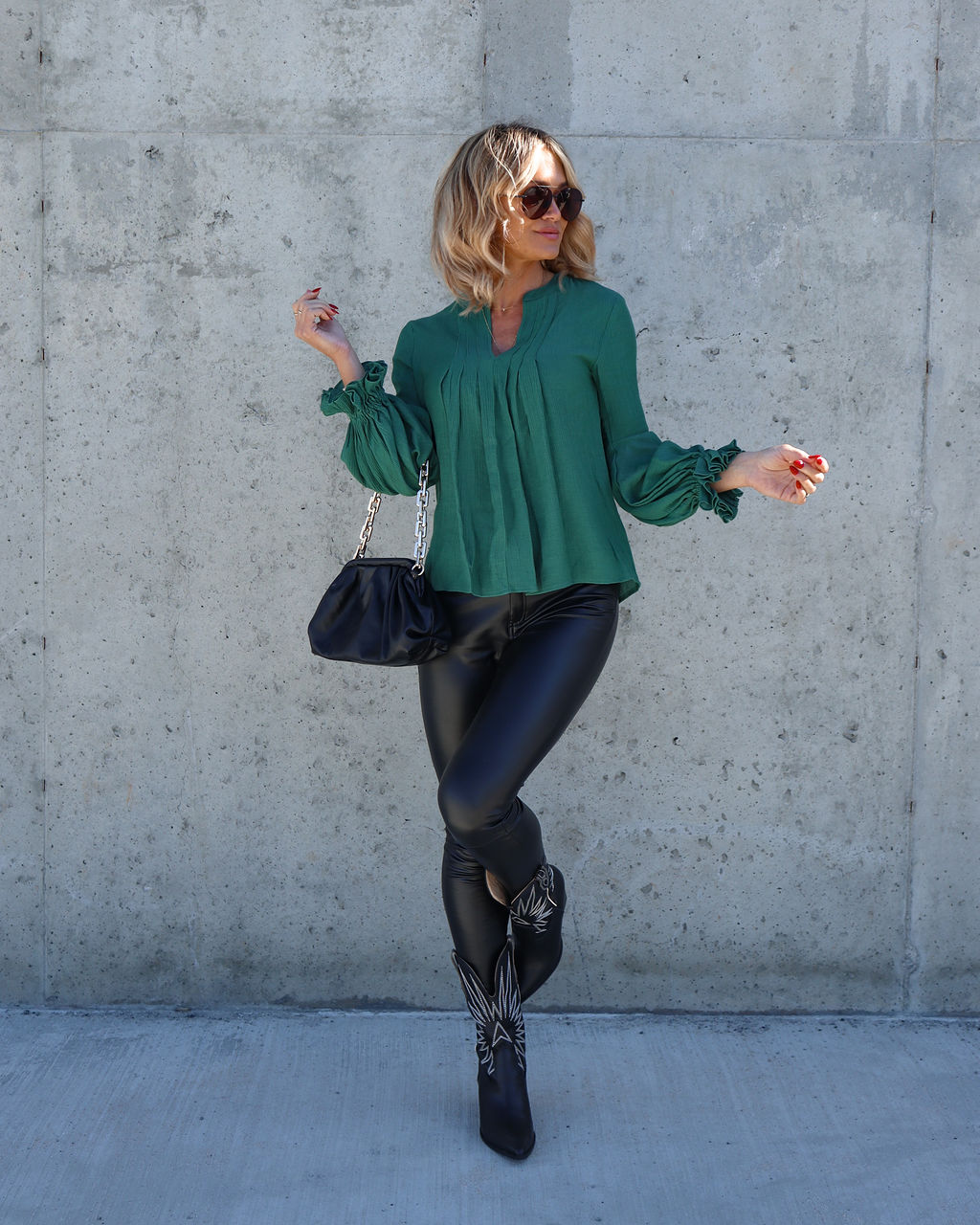 Golden Age Ruffle Peasant Top - Green - Se7enfashion