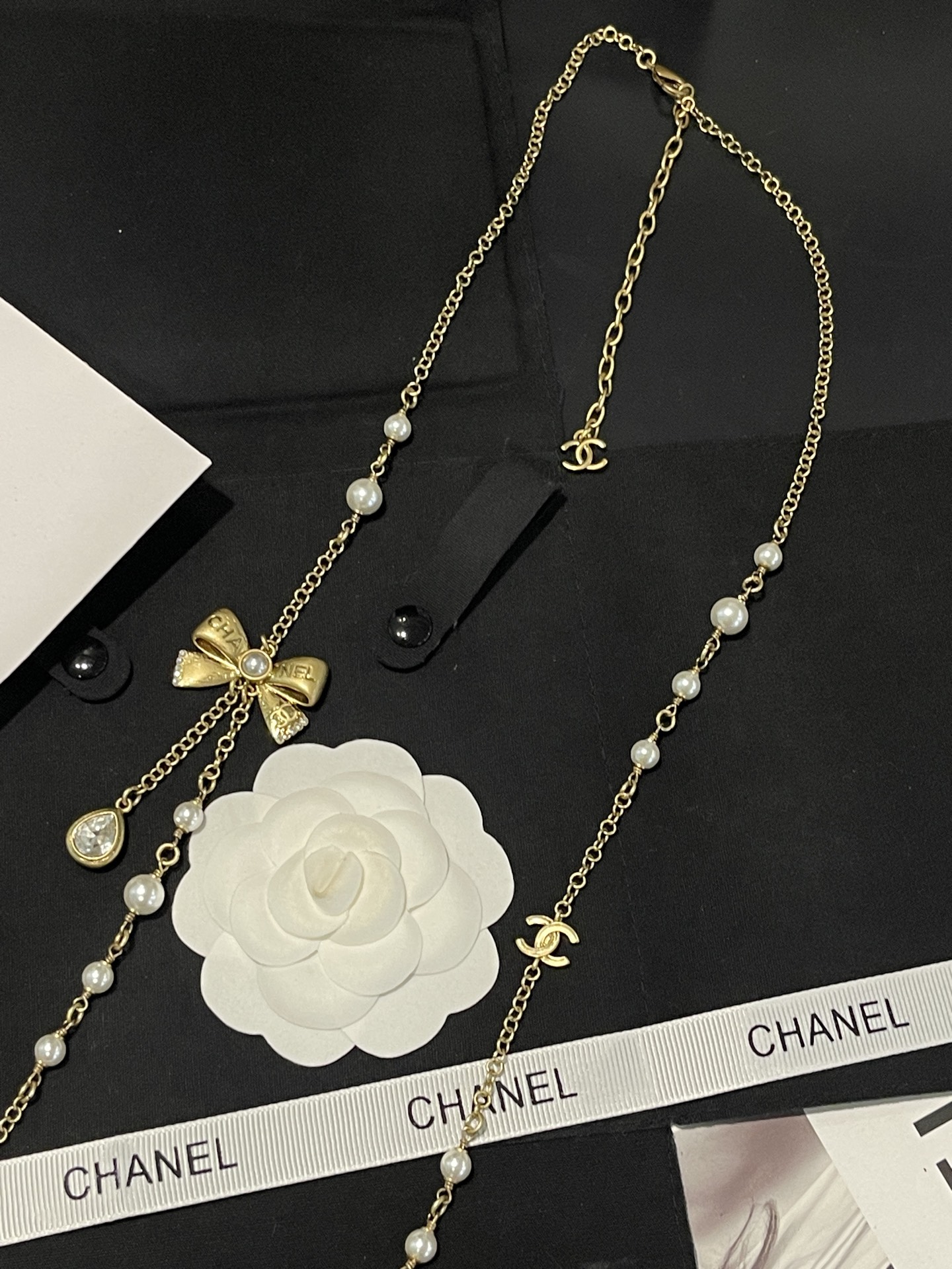 Chanel Bowknot Sweater Chain Foldable Double-Layer Long Necklace - Original Replica Club