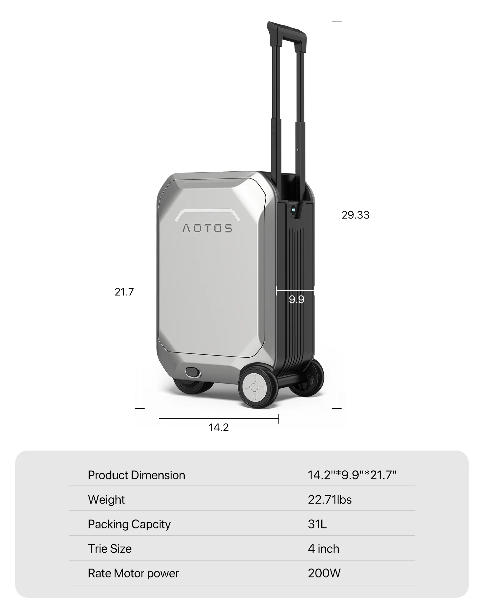 L2-S Smart Rideable Luggage, Foldable Electric Scooter Suitcase, 6.2 mph Max Speed, 6.2-Mile Range, Lightweight Portable Design for Travel & Commute - Image 11