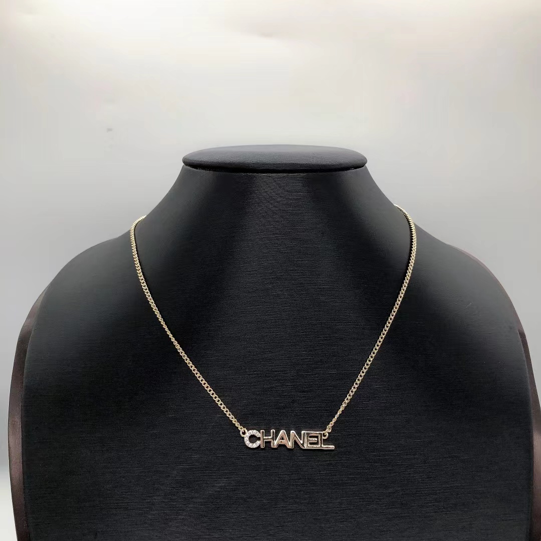 Chanel Letters Pendant Gold Chain Necklace - Original Replica Club