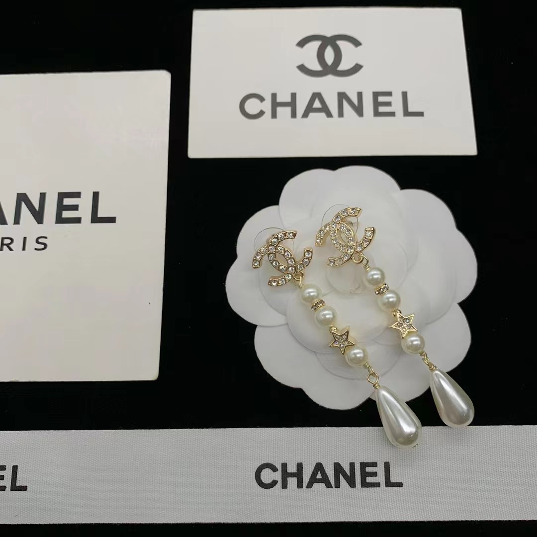 Chanel Teardrop Pearl Tassel Earrings - Original Replica Club
