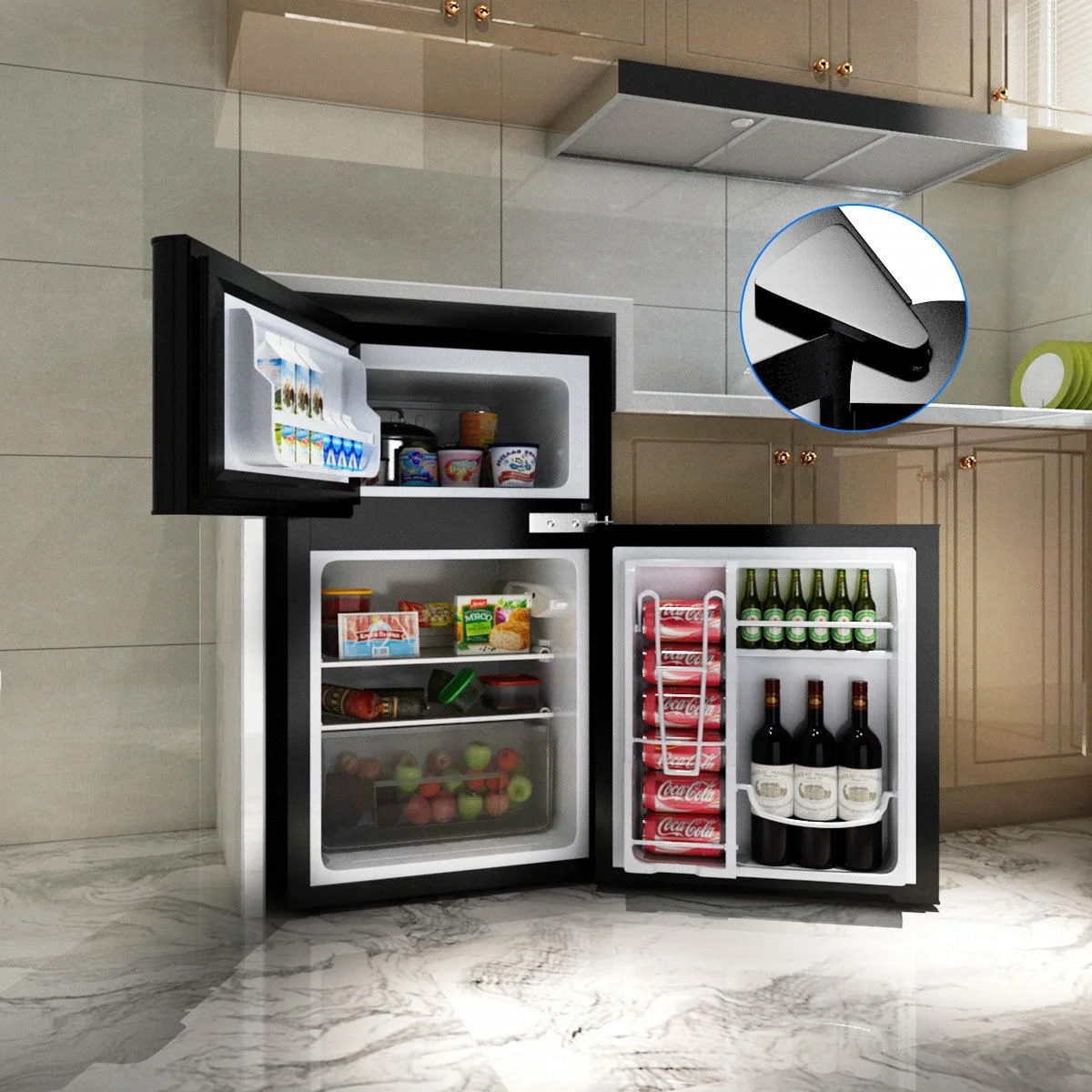 Costway Refrigerator Small Freezer Cooler Fridge Compact 3.2 cu ft. Unit, Grey - Image 20