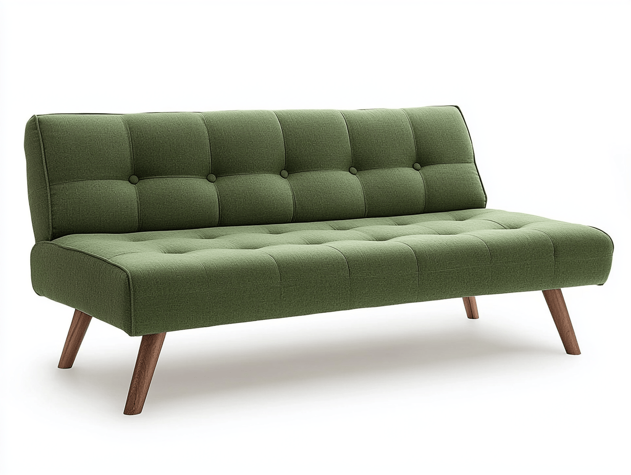 Sofá de tela verde moderno tipo futón para sala de estar