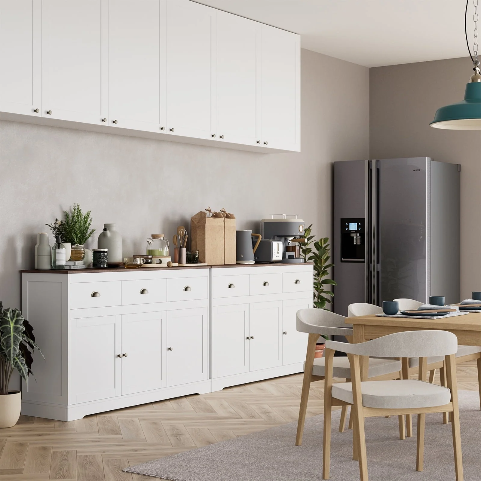 Homfa Sideboard Storage Cabinet with 3 Drawers & 3 Doors, 53.54'' Wide Buffet Cabinet for Dining Room, White - Image 9