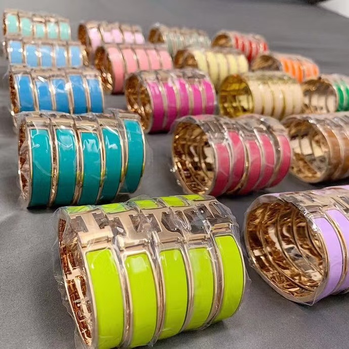 Hermes Wide H Enamel Bangle Bracelet - 21 Colors Available - Original Replica Club