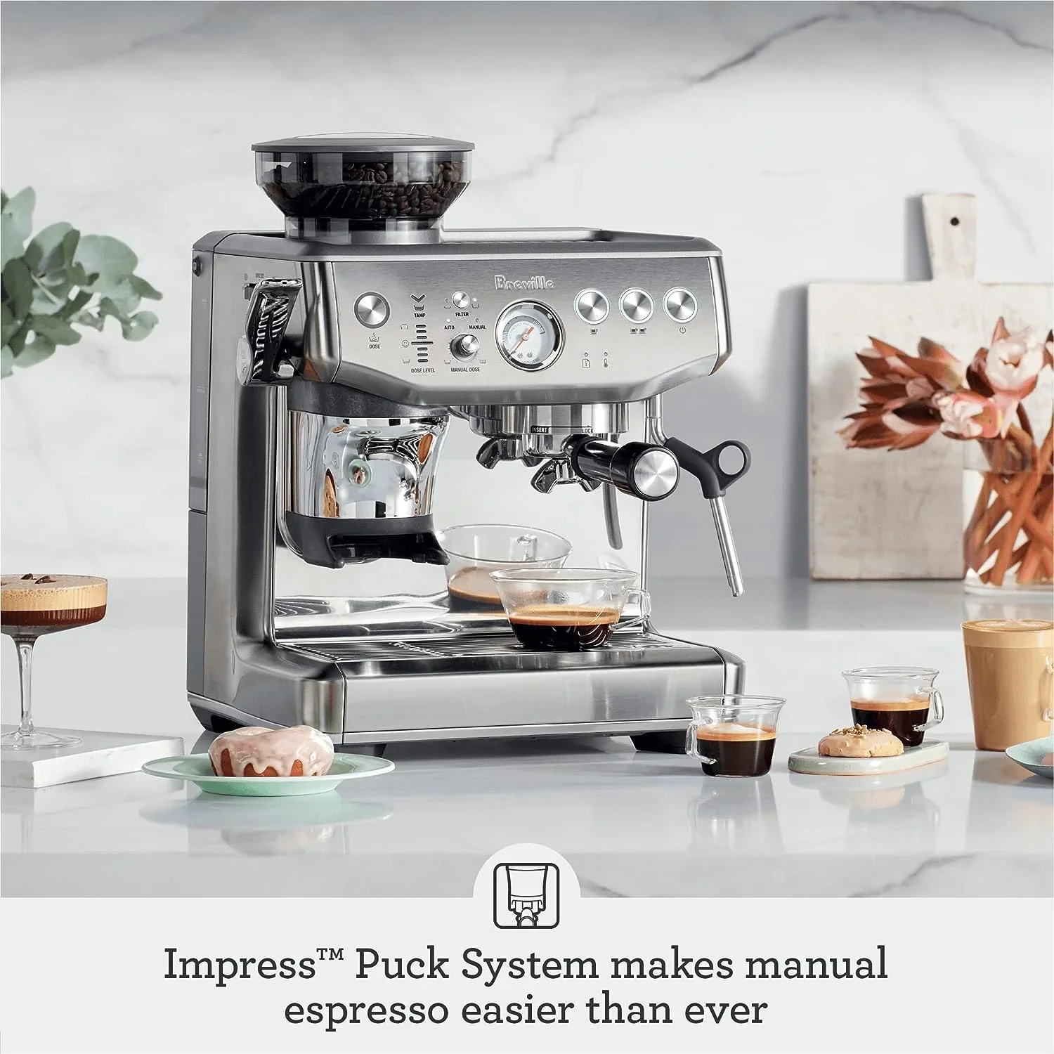 Breville Barista Express Impress Espresso Machine, 2 Liters - Black Truffle