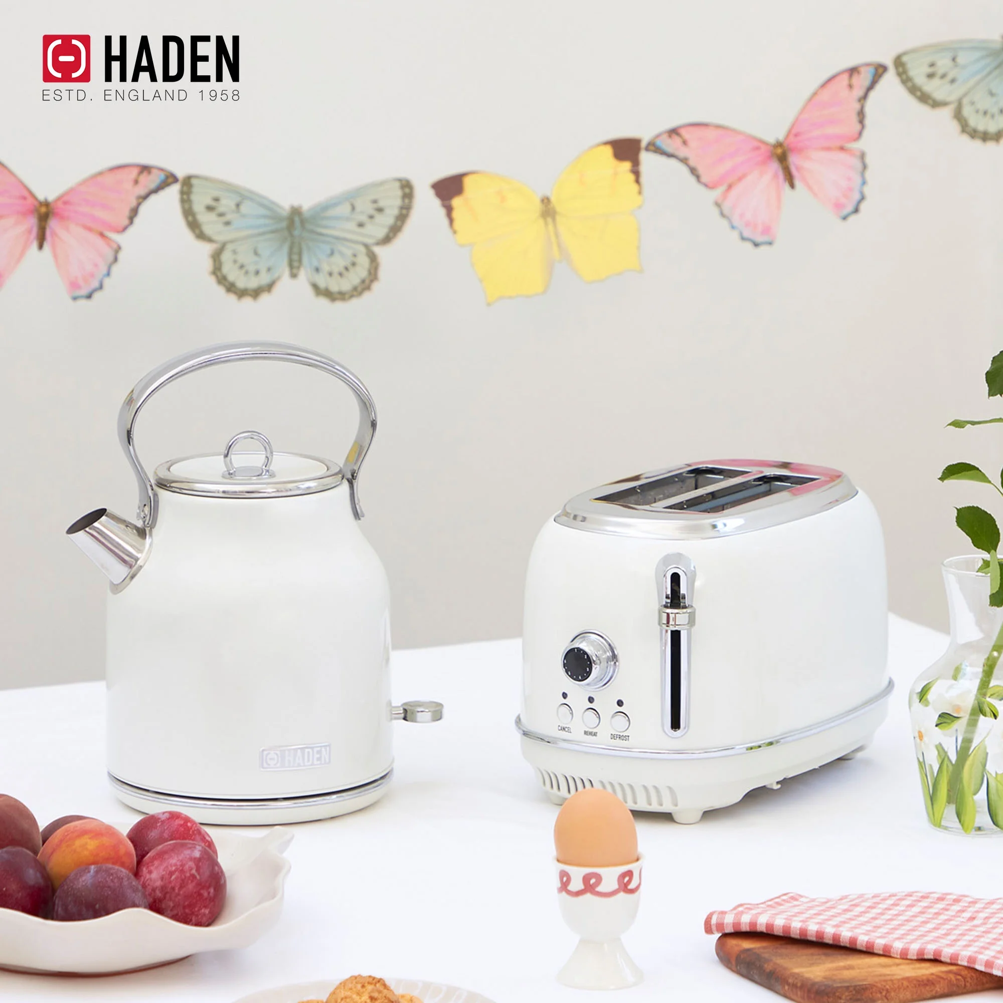 Haden Heritage 1.7 Liter Electric Kettle with 2 Slice Bread Toaster, White - Image 13