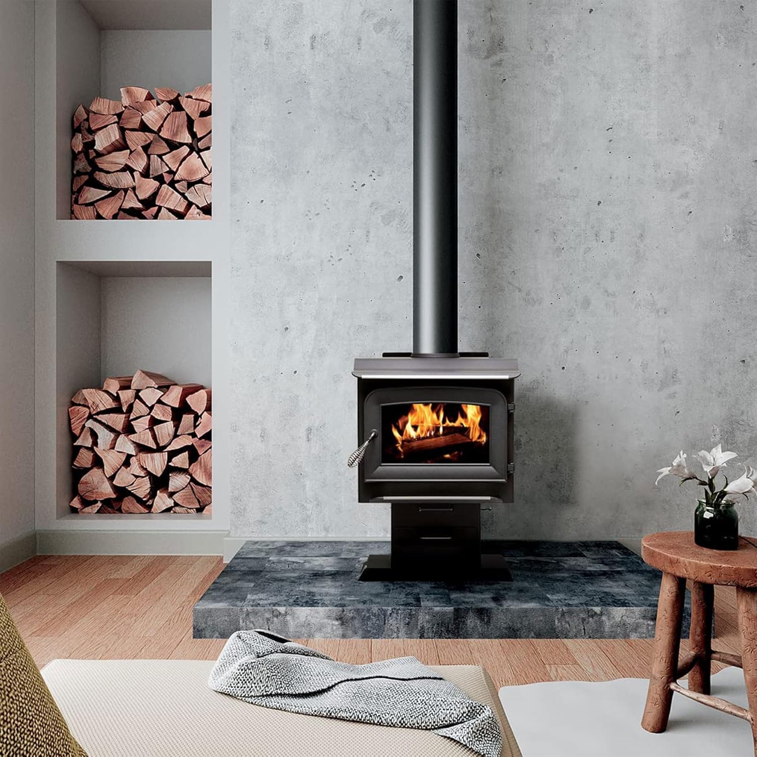 Ashley Hearth AW1120E-P 1200 Sq. Ft. Pedestal Wood Stove