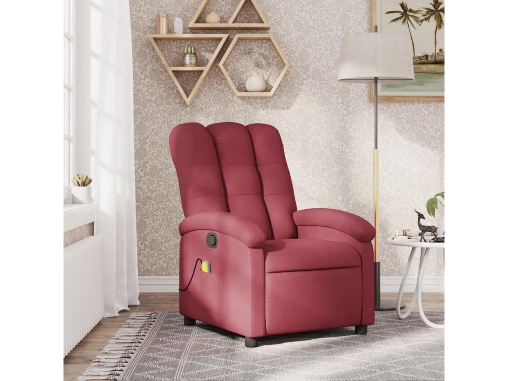 Sillón de masaje reclinable Tela rojo burdeos