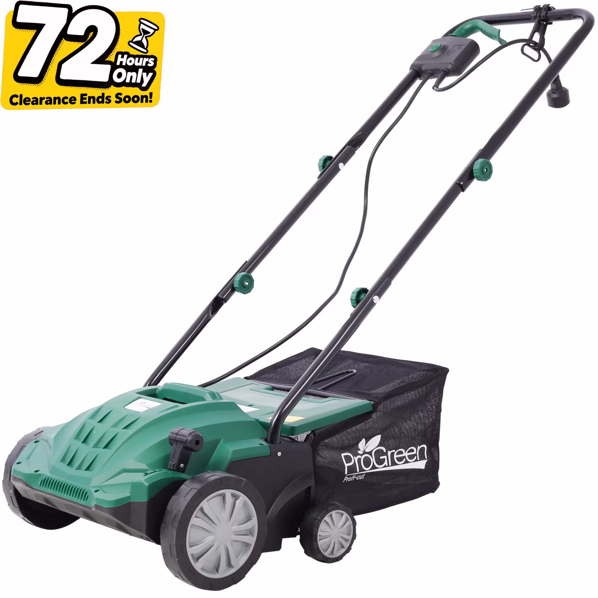 2 - in - 1 13" Dethatcher Scarifier, 12 Amp Electric Garden Lawn Mover, Removable Collection Bag Extra Large 32QT(12 Amps)