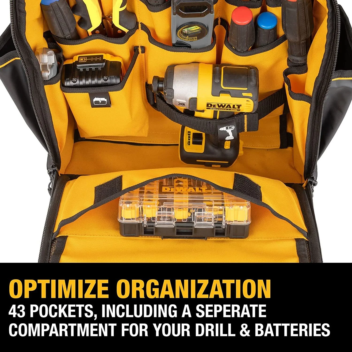 DEWALT Tool Backpack, Tool Storage and Organization, Durable and Water Resistant DWST560102 - Image 8