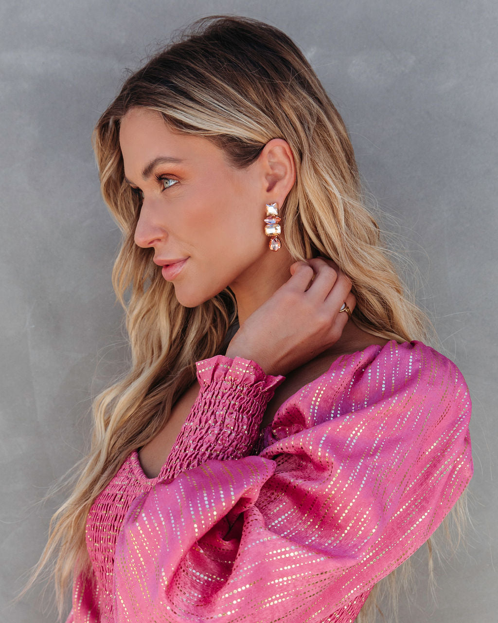 Such A Gem Crystal Drop Earrings - Blush - Se7enfashion