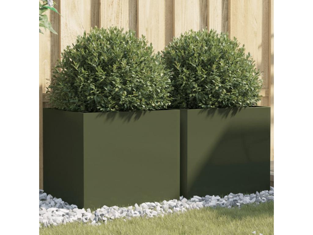 2 Unidades acero laminado Decoratodo n frío verde oliva 49x47x46 cm