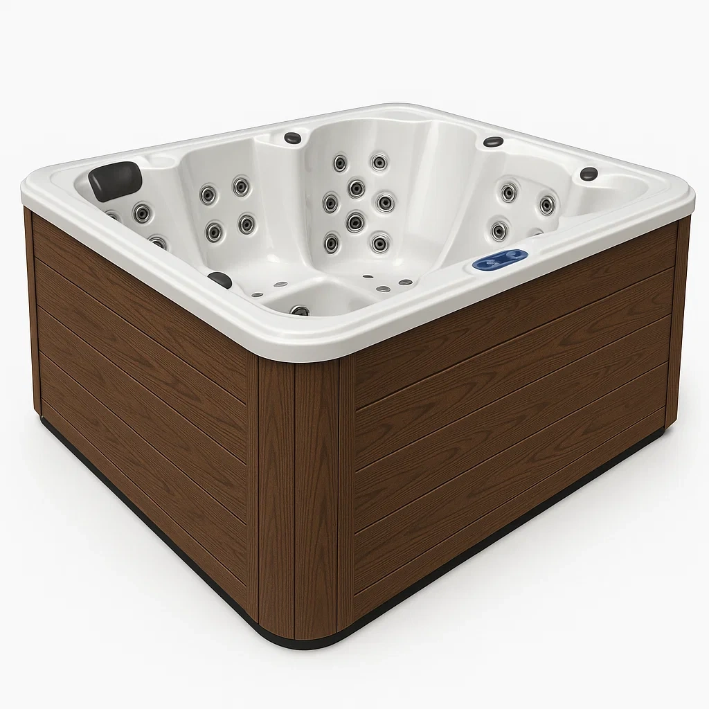 Spas rígidos 200x200x80 cm, 3 personas, cuadrado, color Madera/Blanco hZqASjc442lG