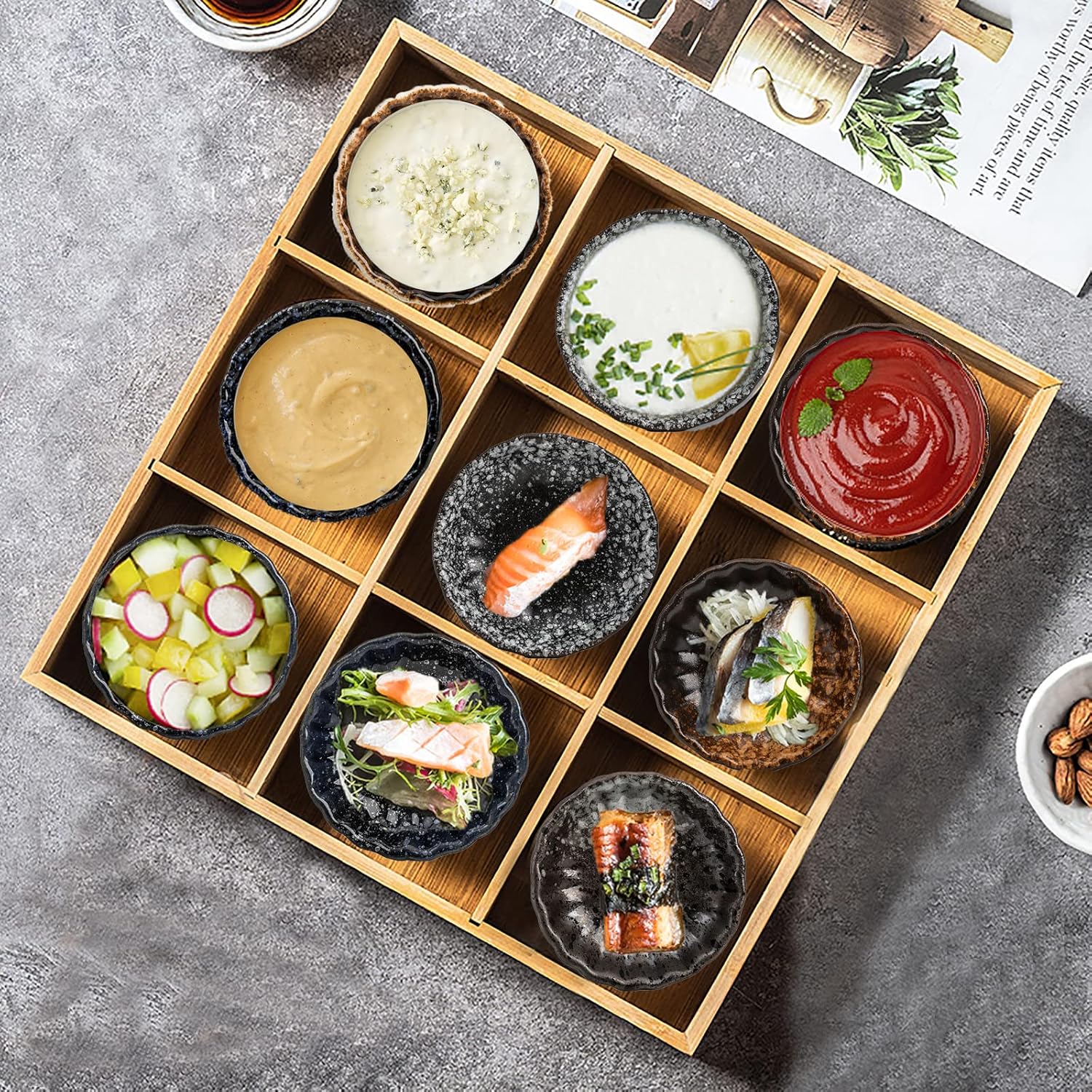 Nicunom 12 Pack Soy Sauce Dishes, Ceramic Dipping Bowls Set, 2.8 Inch Side Dishes Japanese Style Pinch Bowls Seasoning Dish for Ketchup, BBQ, Sushi, Soy