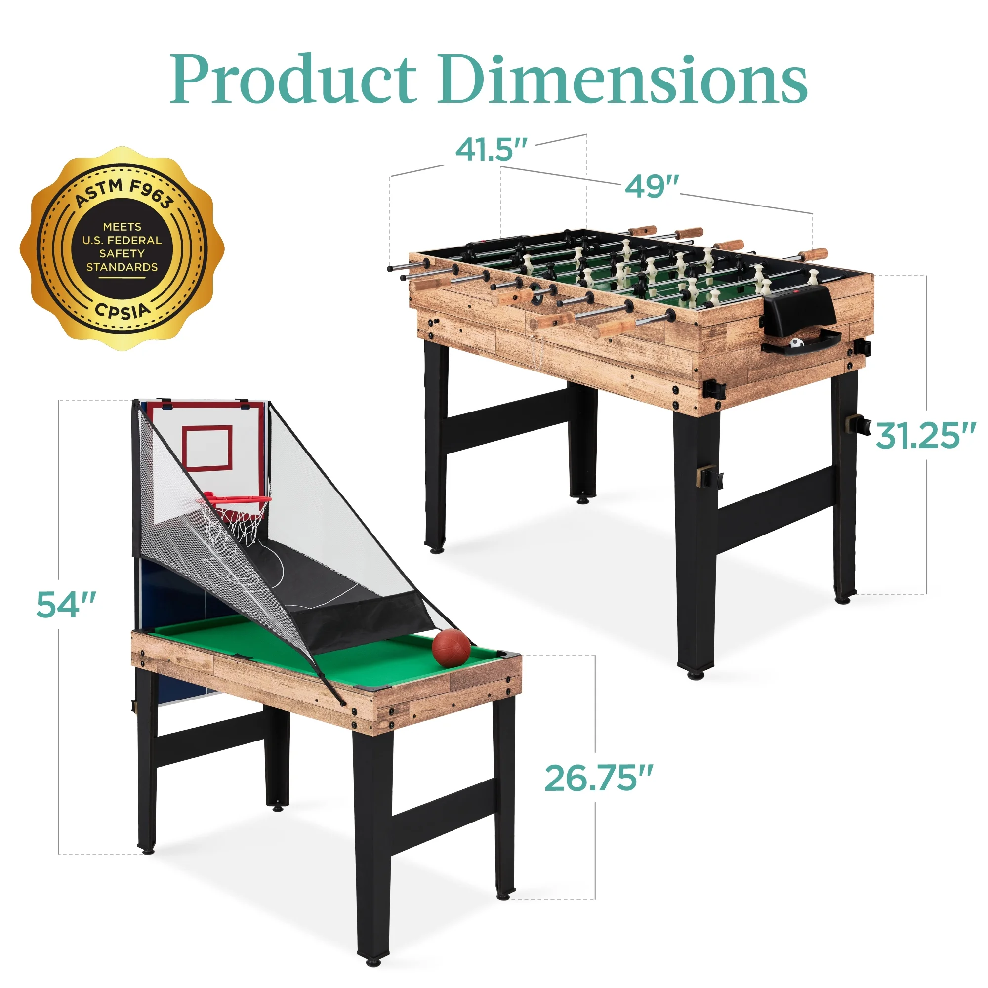 Best Choice Products 13-in-1 Combo Game Table Set w/ Ping Pong, Foosball, Basketball, Hockey, Archery - Natural - Image 13
