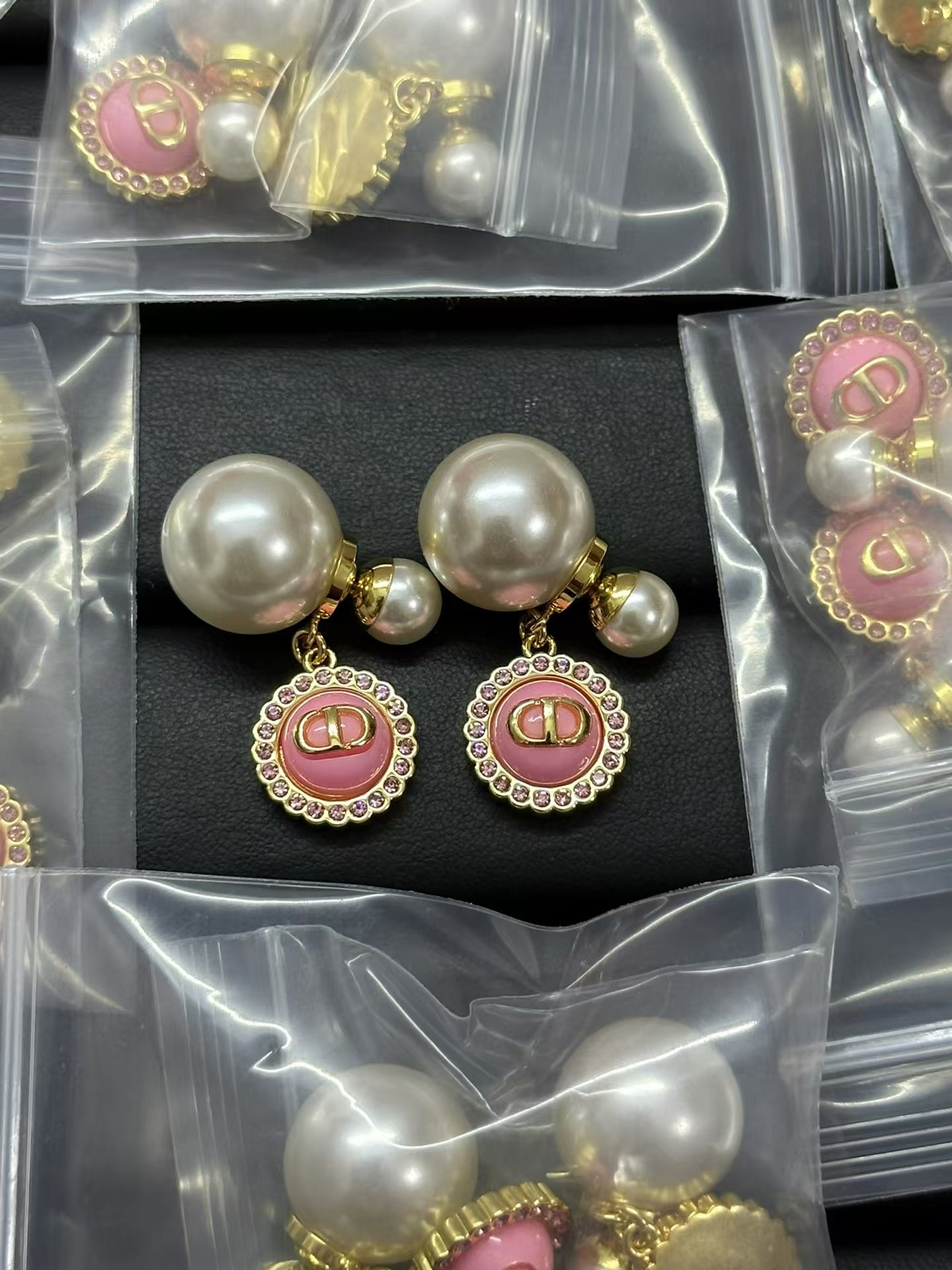 Dior Pink CD Tribales Pearl Earrings - Original Replica Club