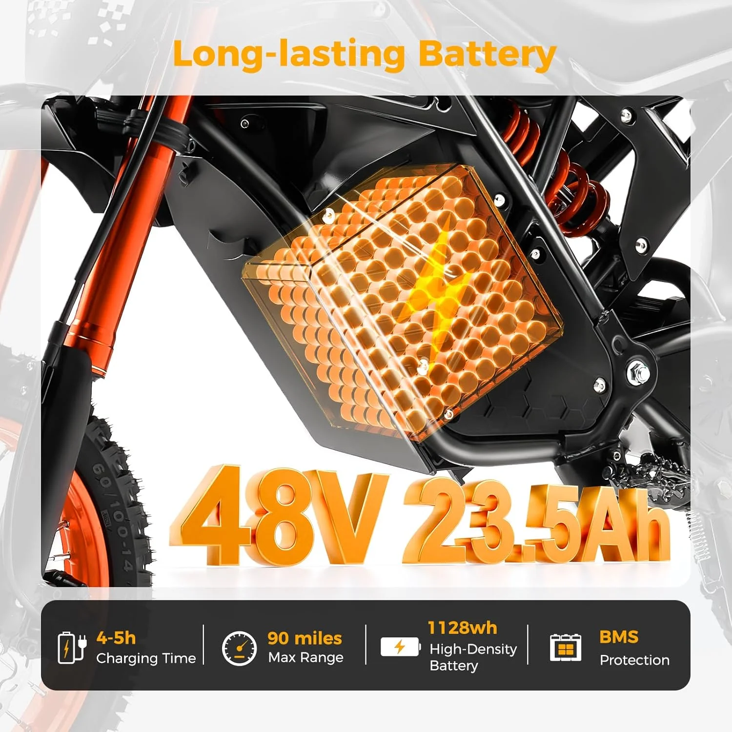 GT73 PRO 338 NM Electric Dirt Bike for Adults,3000W(Peak)Dual Motor 50Mph Max Speed,60V 50MPH 36.4AH Dual Battery Ebike,85 Miles Range, 25" Motorcycle Tires, All-Terrain for Mountain, Snow, UL2849 - Image 13