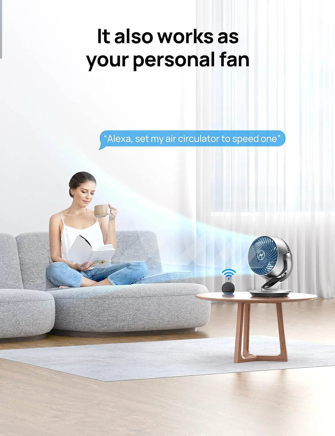Dreo 10.24 in 4-Speed Oscillating 343 CFM Air Circulator Fan - Image 6