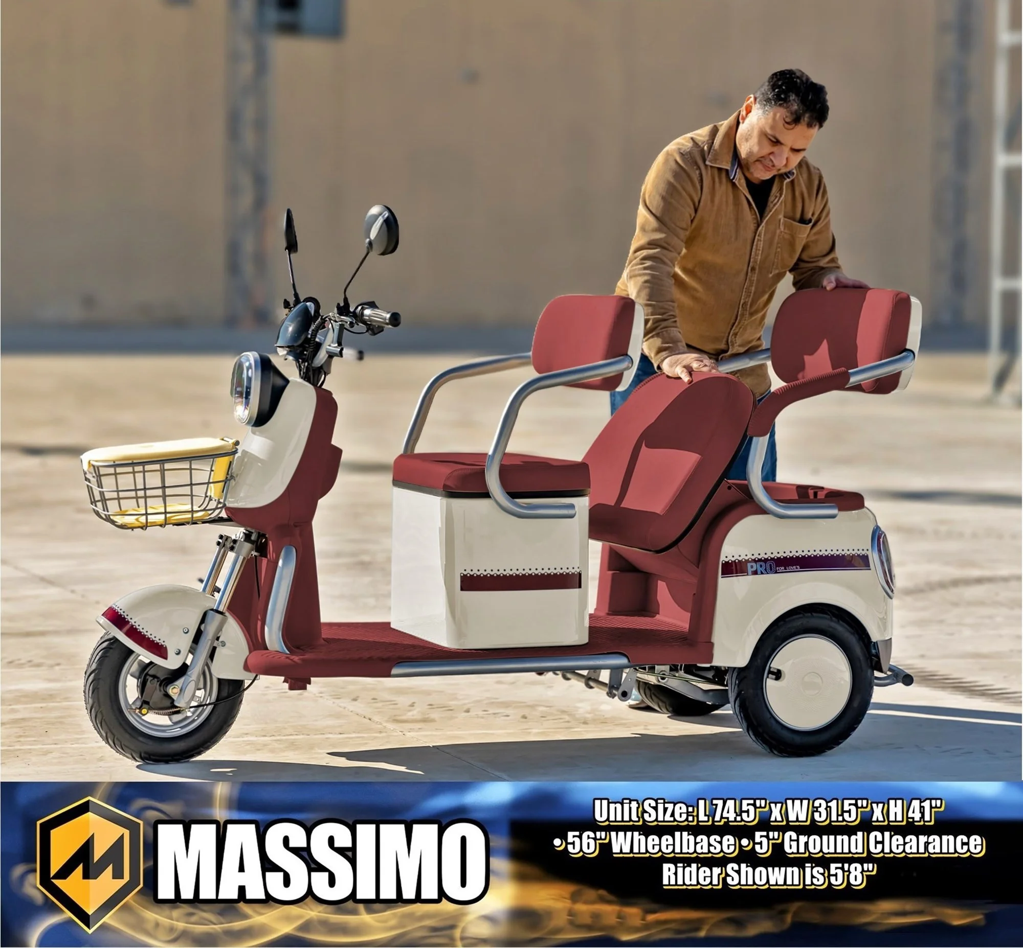 Massimo MGC E-Trike 3-Wheel Electric Cart – 17 MPH, 2-Seater Adult Scooter – Blue - Image 29