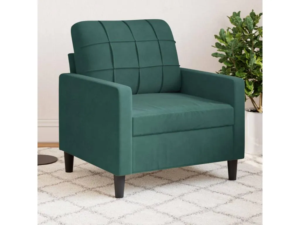 Sillón de terciopelo verde oscuro 60 cm