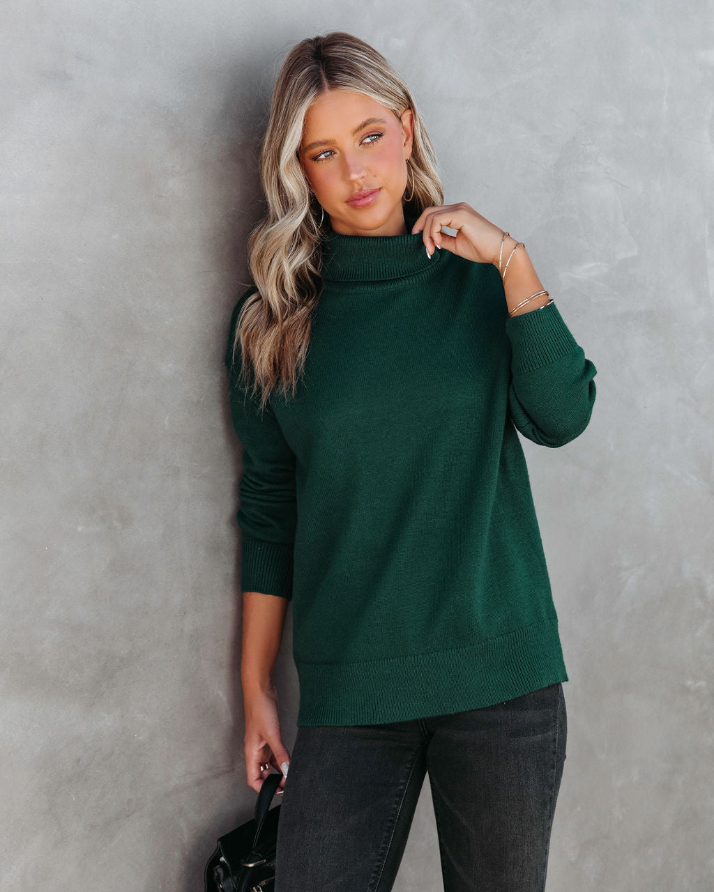 Weekday Brunch Vibes Knit Turtleneck Pullover Sweater - Green - Se7enfashion