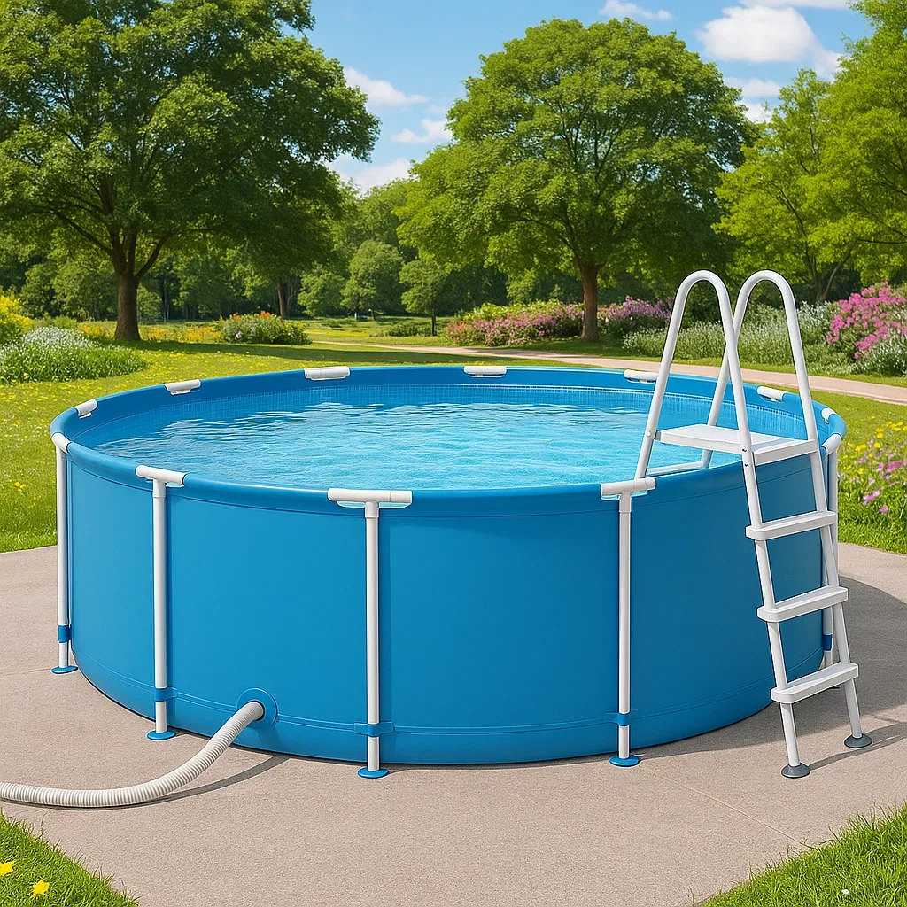 Piscina tubular redonda desmontable 298x96 cm Azul/Blanco con filtro y escalera OaOxhUB240dG
