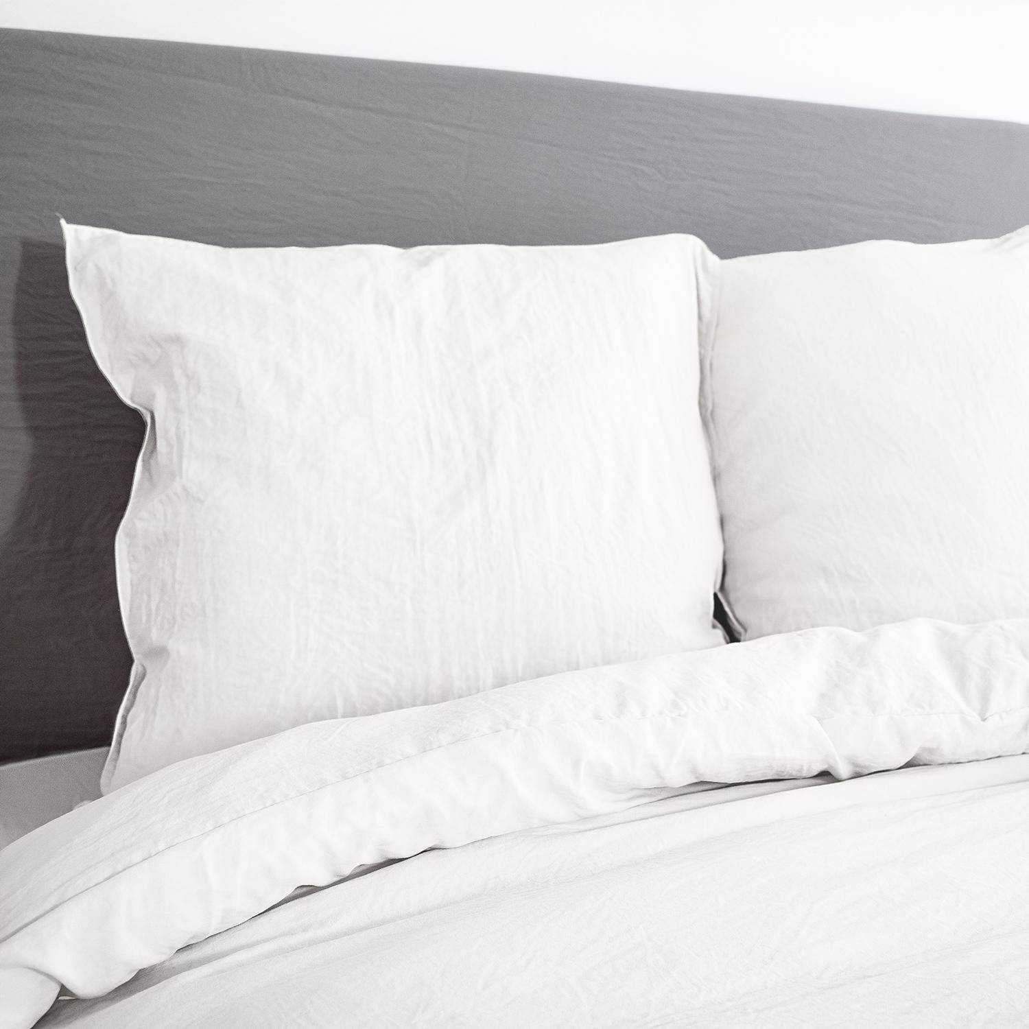 Luna - Ropa de cama de microfibra lavada color blanco, 2 plazas