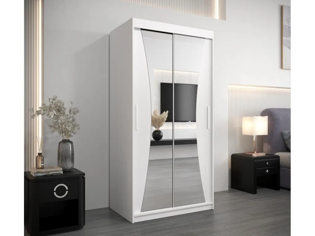Armario Nidovia corredero, blanco liso, 200x100x62 cm, 2 puertas oys3510111