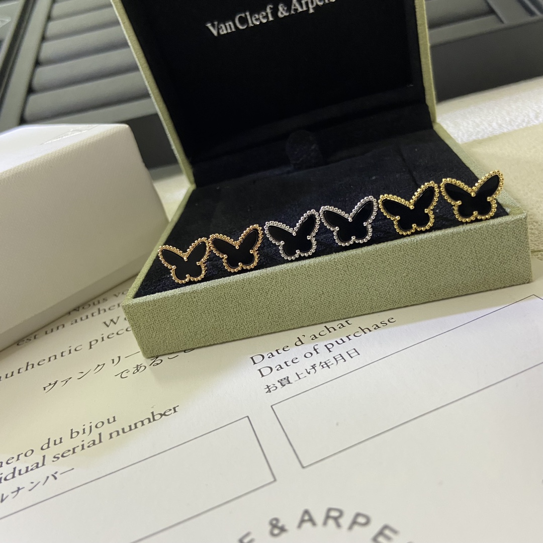 VCA Mini Black Butterfly Stud Earrings - Original Replica Club