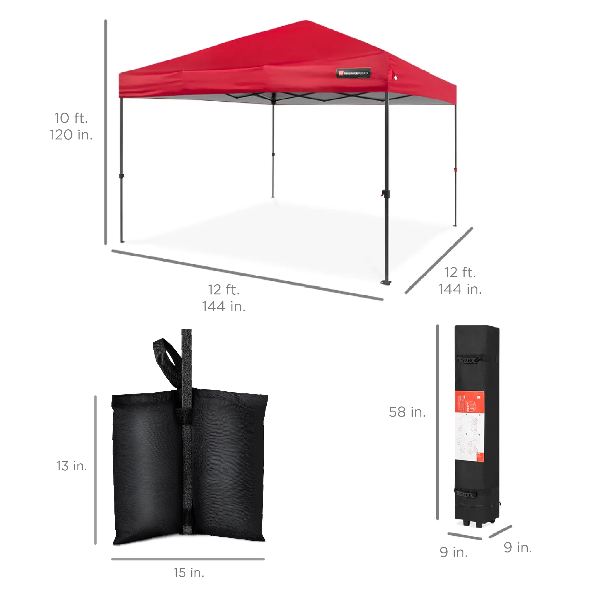 Best Choice Products 12x12ft Easy Setup Pop Up Canopy w/ 1-Button Setup, Wheeled Case, 4 Weight Bags - Navy Blue - Image 93