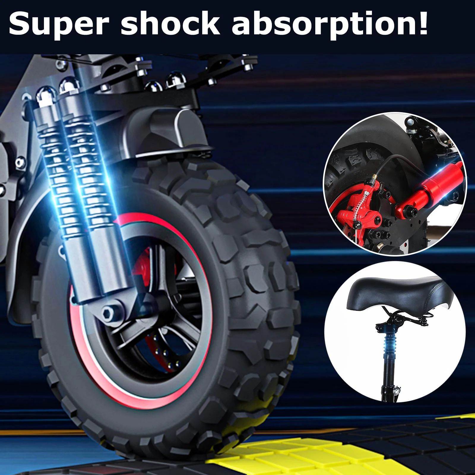 MIWEN 11'' Offroad Electric Scooter for Adult with Seat-1200W Motor up to 34MPH,30-34Miles Long Range Fast Electricscooter-48V 21Ah Foldable Escooter - Image 7