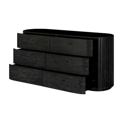 Modrest Fields Contemporary Black Acacia Chest of Drawers